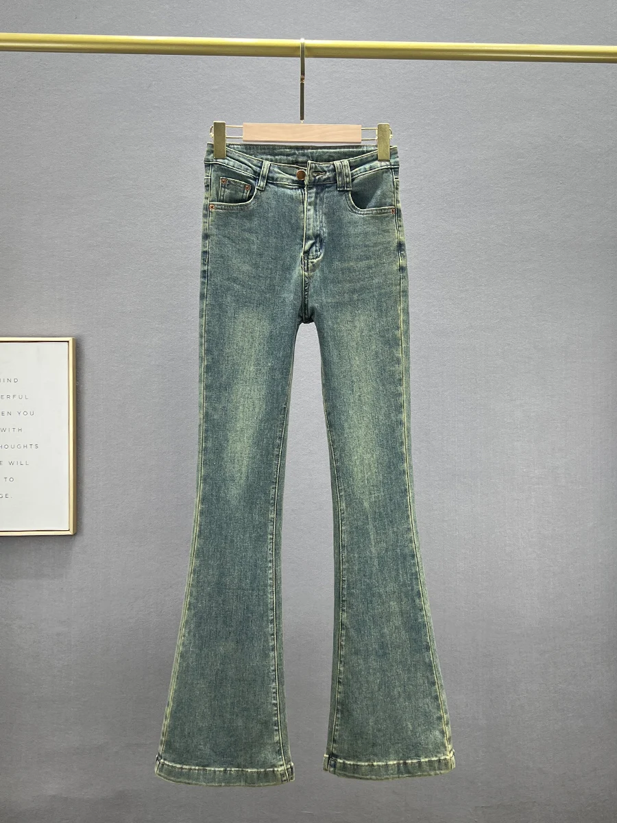 Retro Style High Waist Slim Fit Denim Bell Bottom Pants Women's Fashion Spring Autumn Cotton Stretch Denim Long Trousers
Retro Style High Waist Slim Fit Denim Bell Bottom Pants Women's Fashion Spring Autumn Cotton Stretch Denim Long Trousers