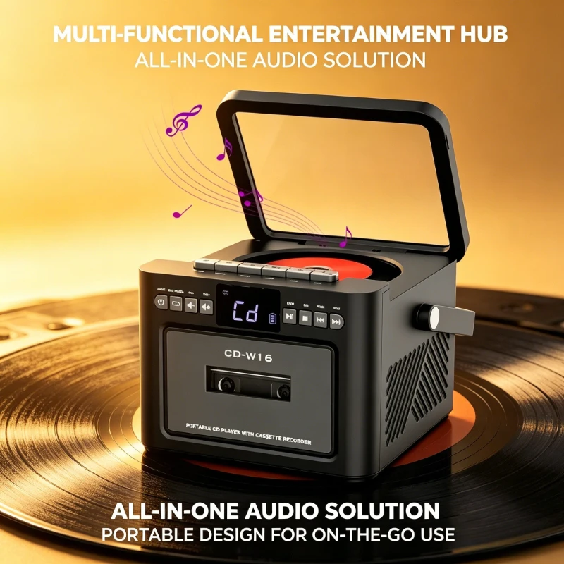 Portable All-in-One CD Player Cassette Player Combo Built-in FM Stereo Radio Home Audio Player
Portable All-in-One CD Player Cassette Player Combo Built-in FM Stereo Radio Home Audio Player