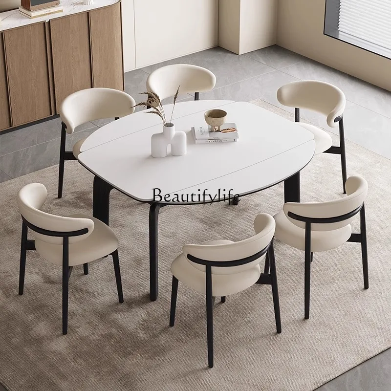 Slate dining table for home dining Modern simple light luxury folding telescopic variable round table
Slate dining table for home dining Modern simple light luxury folding telescopic variable round table