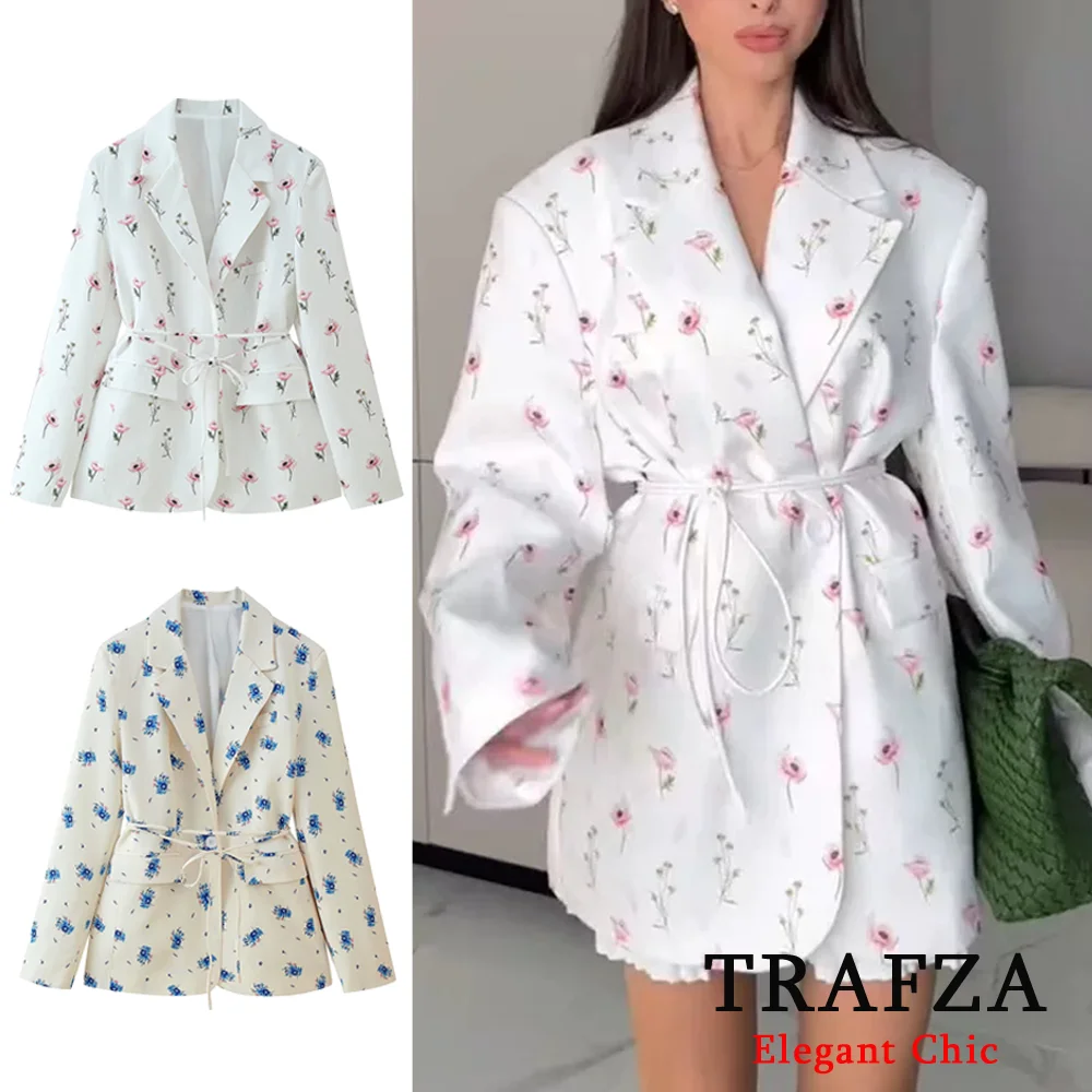 TRAFZA Casual Chic Women Floral Printed Blazer Lace-up Long Sleeve Blazer 2025 Spring Summer Fashion Commute Holiday Blazer
TRAFZA Casual Chic Women Floral Printed Blazer Lace-up Long Sleeve Blazer 2025 Spring Summer Fashion Commute Holiday Blazer