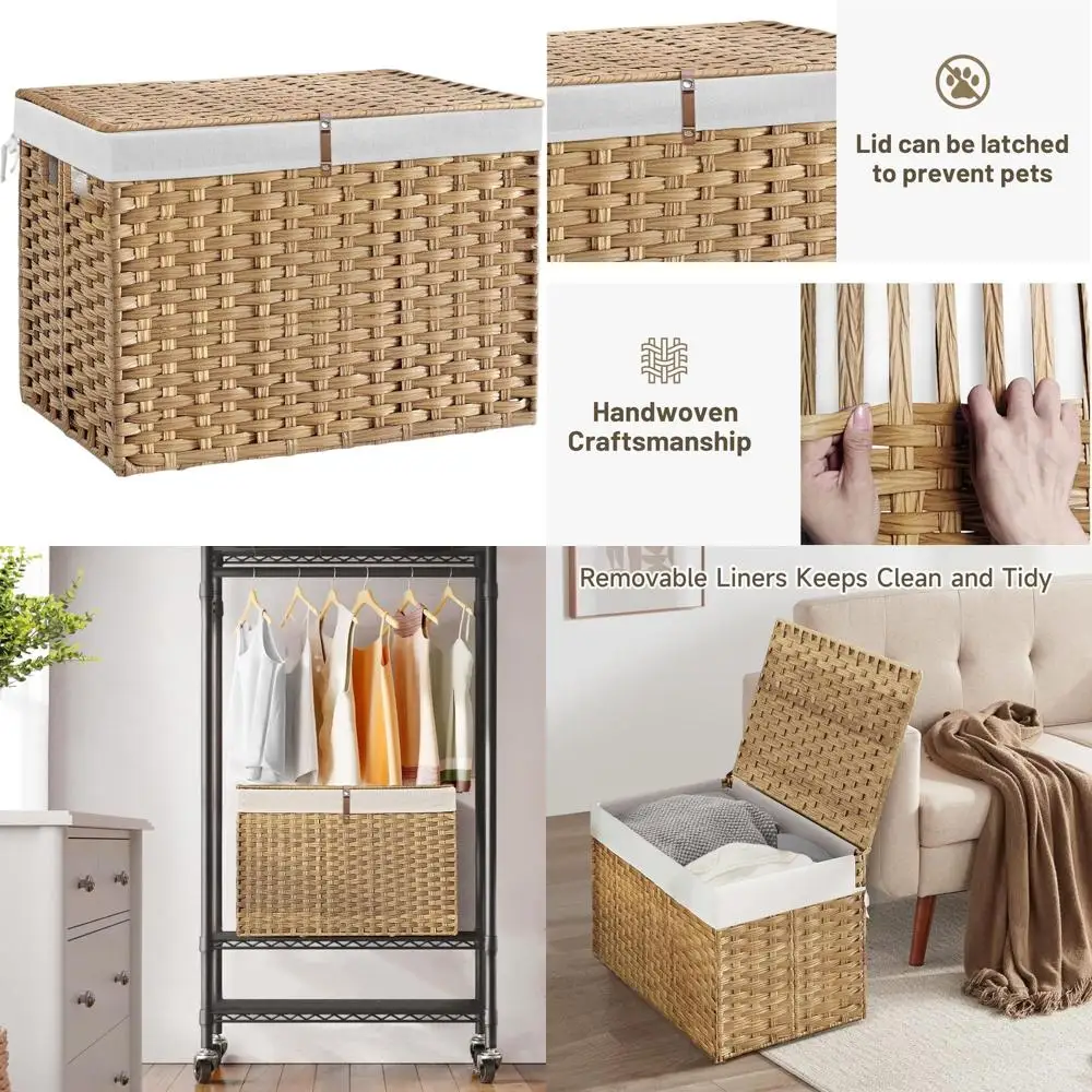 Большая корзина для хранения из ротанга объемом 240 л с крышкой и съемной подкладкой для дома, естественная отделка
Большая корзина для хранения из ротанга объемом 240 л с крышкой и съемной подкладкой для дома, естественная отделка