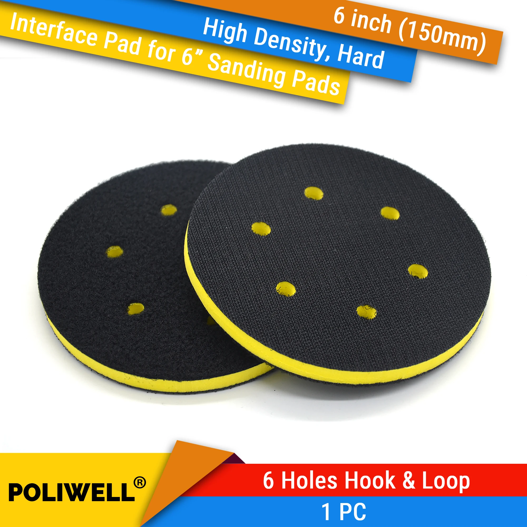 6 Inch 150mm 6-Hole High Density Hard Sponge Surface Protection Interface Pads for Sanding Pad Protector Power Tool Accessories
6 Inch 150mm 6-Hole High Density Hard Sponge Surface Protection Interface Pads for Sanding Pad Protector Power Tool Accessories