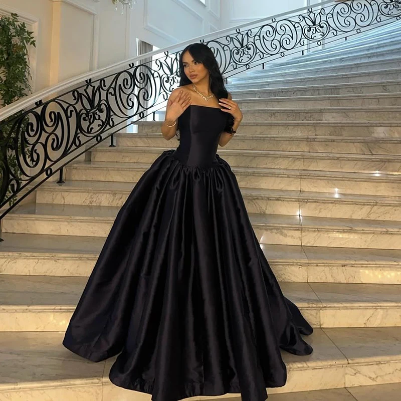 Thinyfull Black A-Line Prom Evening Dresses Saudi Arabia Strapless Satin Party Dress Sexy Night Cocktail Prom Gowns Customized
Thinyfull Black A-Line Prom Evening Dresses Saudi Arabia Strapless Satin Party Dress Sexy Night Cocktail Prom Gowns Customized