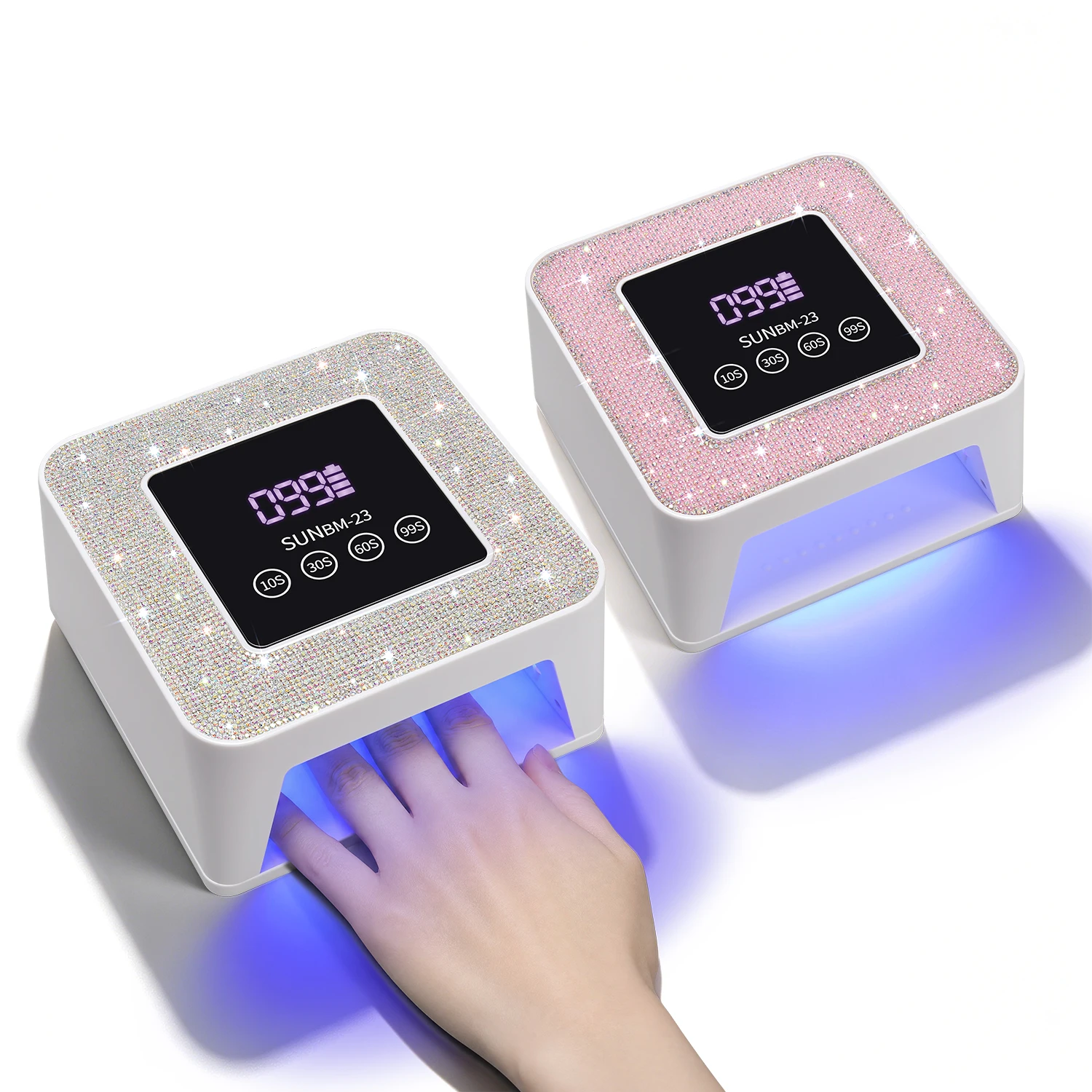 SUNBM-23 Cordless UV LED Nail Lamp Bling Rhinestone Cover 2000mAh Rechargeable Nail Dryer 21PCS Dual Light Beads 4 Timers Auto
SUNBM-23 Cordless UV LED Nail Lamp Bling Rhinestone Cover 2000mAh Rechargeable Nail Dryer 21PCS Dual Light Beads 4 Timers Auto