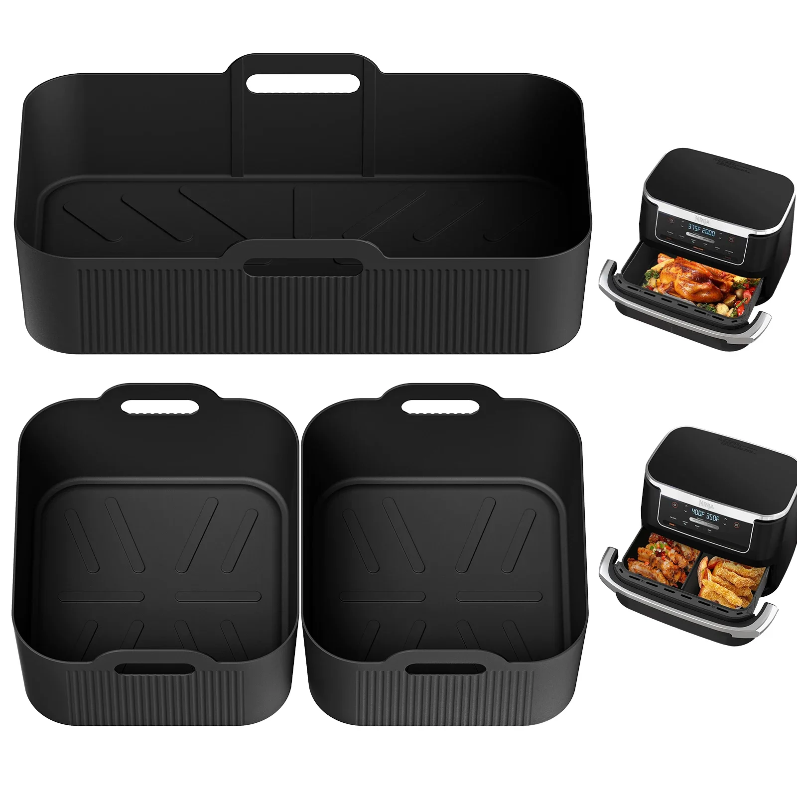 3Pcs Air Fryer Tray Silicone Mold For Ninja Af500 Air Fryer Liner Basket Reusable Oven Baking Tray Non-Stick Pizza Grill Pan
3Pcs Air Fryer Tray Silicone Mold For Ninja Af500 Air Fryer Liner Basket Reusable Oven Baking Tray Non-Stick Pizza Grill Pan