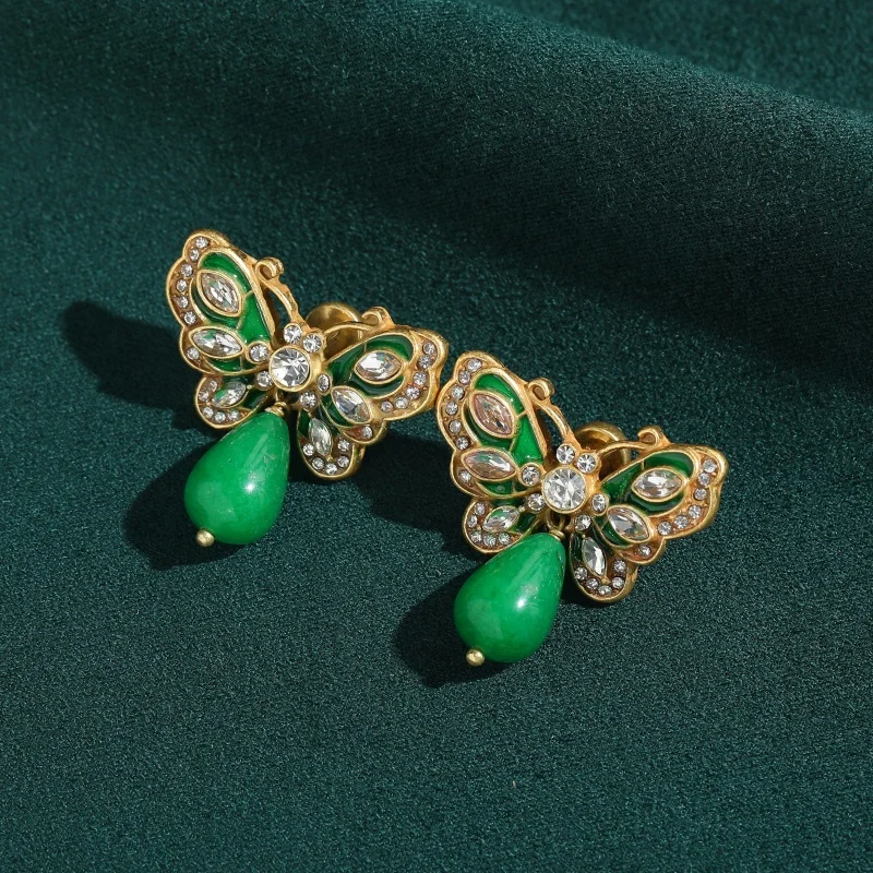 Vintage Crystal Green Butterfly Earrings Stud Agate For Woman Mother Gift Birthday Luxury Designers High Quality Accessories
Vintage Crystal Green Butterfly Earrings Stud Agate For Woman Mother Gift Birthday Luxury Designers High Quality Accessories