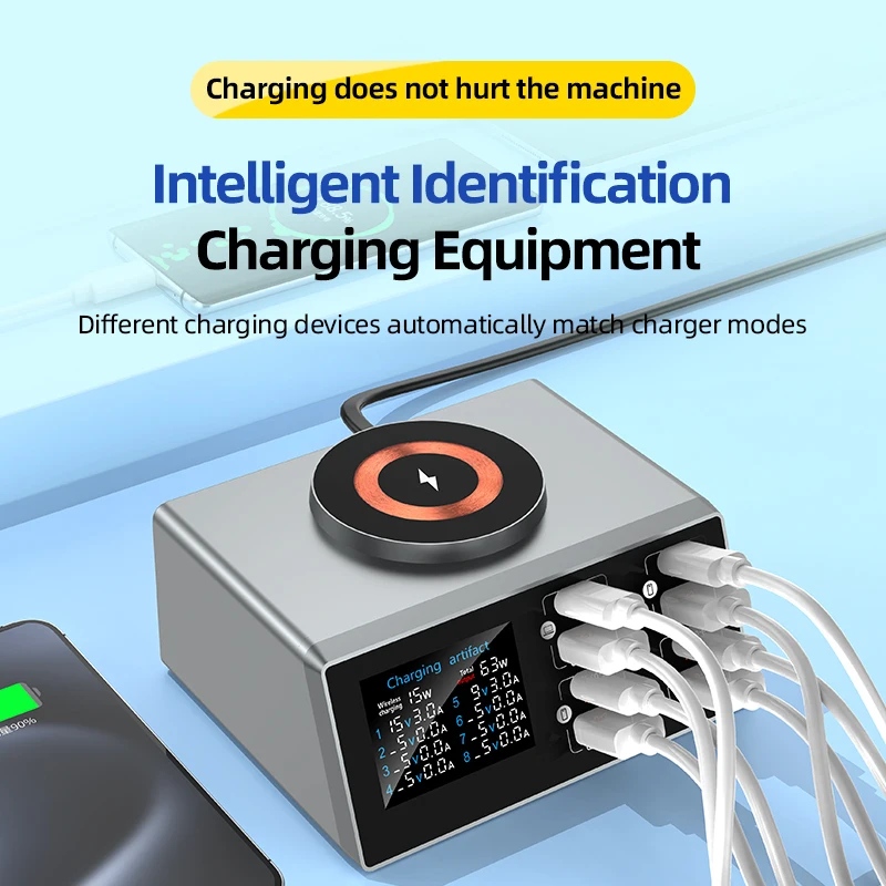 WLXX9S Multi-Port 140W Desktop Charger PD QC 3.0 Fast Charging Wirelles Charging Supported Charger Station with Digital Display
WLXX9S Multi-Port 140W Desktop Charger PD QC 3.0 Fast Charging Wirelles Charging Supported Charger Station with Digital Display