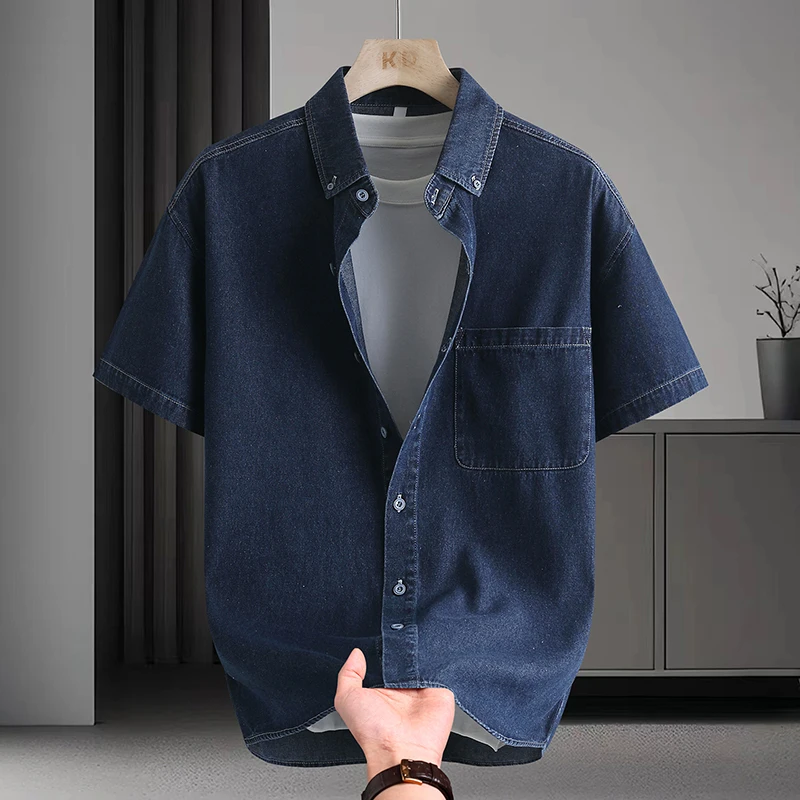 Men's Loose Fit Denim Shirt Short Sleeve Summer Casual Washed Jean Cotton Blouse Oversized Street Style Top one Chest Pocket
Men's Loose Fit Denim Shirt Short Sleeve Summer Casual Washed Jean Cotton Blouse Oversized Street Style Top one Chest Pocket