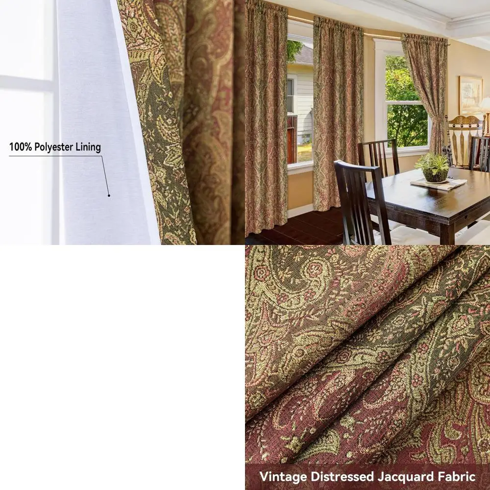 Elegant Vintage Blackout Curtains, 84 Length, Lined with Tiebacks, for Bedroom & Living Room (2-Panel Set, 52x84)
Elegant Vintage Blackout Curtains, 84 Length, Lined with Tiebacks, for Bedroom & Living Room (2-Panel Set, 52x84)