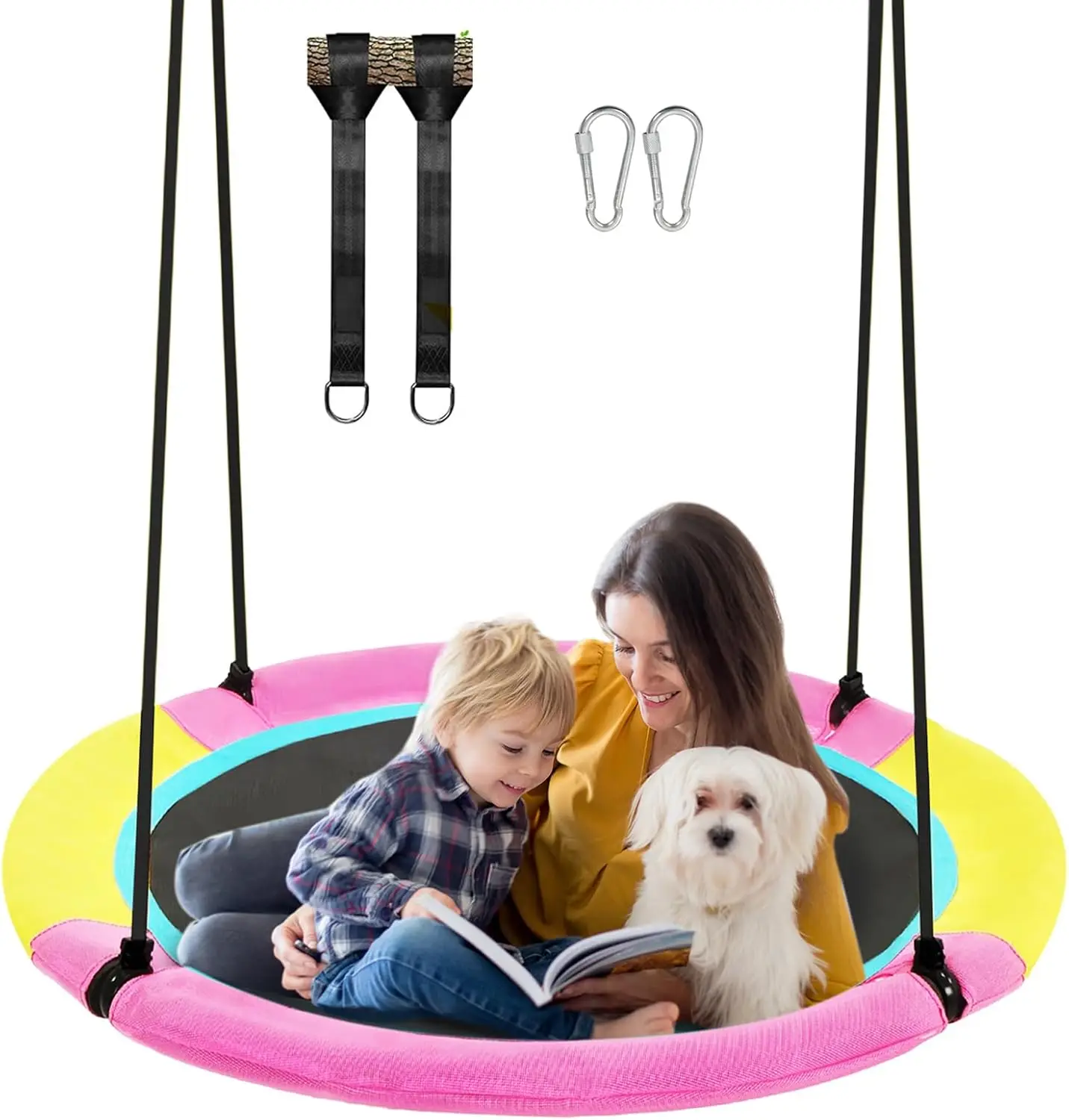 43 Inch Saucer Tree Swing for Kids Outdoor, Textilene Fabric Tear & UV Resistant Waterproof, Round Disc Circle Swings
43 Inch Saucer Tree Swing for Kids Outdoor, Textilene Fabric Tear & UV Resistant Waterproof, Round Disc Circle Swings