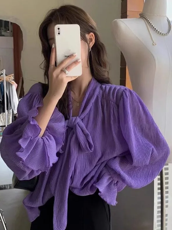 Шифоновая блузка Princ Sve с длинным рукавом и V-образным вырезом, свободного кроя, для женщин, весна-осень, французский стиль
Шифоновая блузка Princ Sve с длинным рукавом и V-образным вырезом, свободного кроя, для женщин, весна-осень, французский стиль