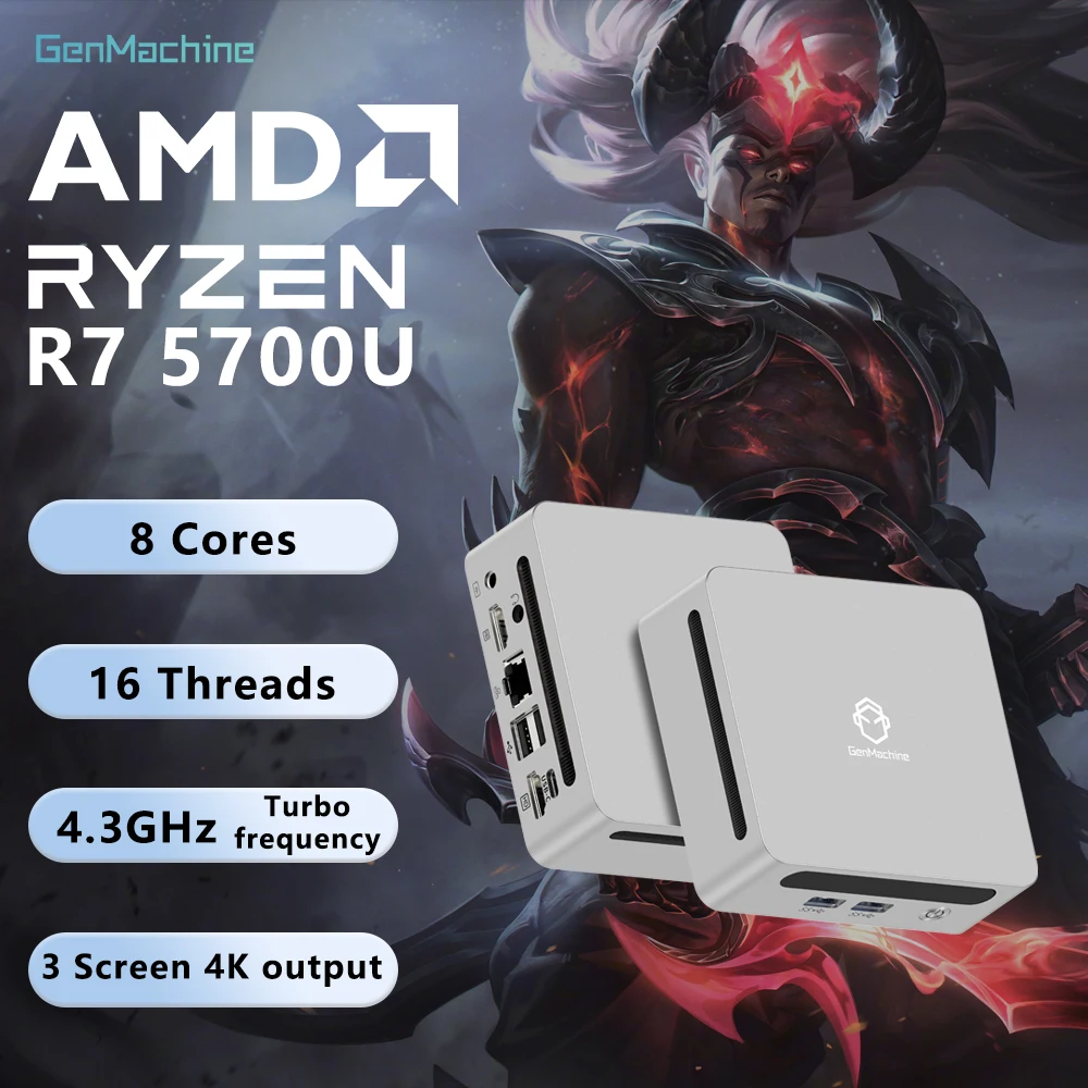 GenMachine Mini PC Ryzen7 5700U 16G RAM+ 512G ROM CPU Support Windows 11 DDR4 AMD WiFi6 NUC Computer Mini Pc Windows 11 Ryzen
GenMachine Mini PC Ryzen7 5700U 16G RAM+ 512G ROM CPU Support Windows 11 DDR4 AMD WiFi6 NUC Computer Mini Pc Windows 11 Ryzen