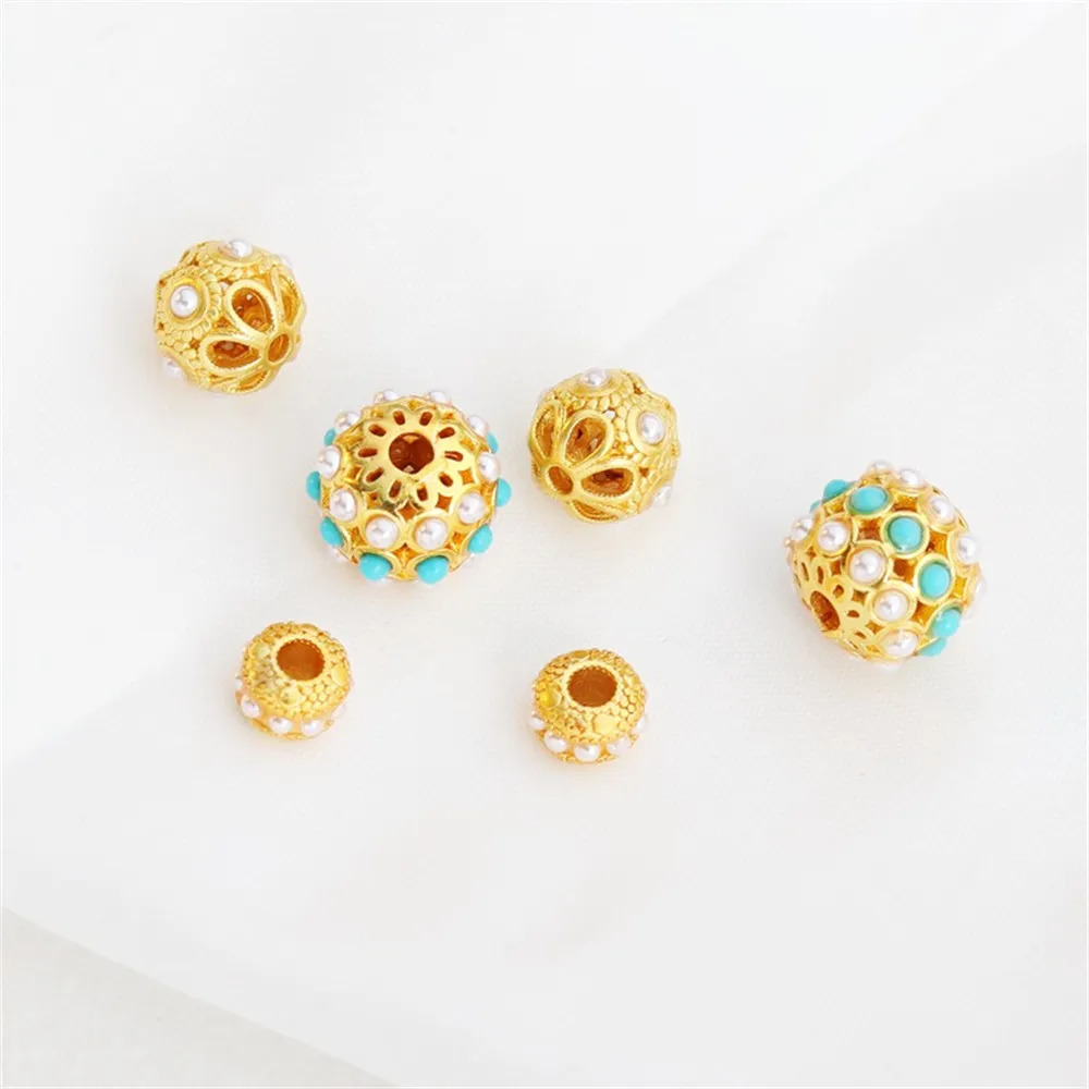 18K Gold Matte Gold Color-inlaid Bead Hollow Through Hole Bead Flat Bead Diy Bracelet Necklace Accessories Loose Beads
18K Gold Matte Gold Color-inlaid Bead Hollow Through Hole Bead Flat Bead Diy Bracelet Necklace Accessories Loose Beads