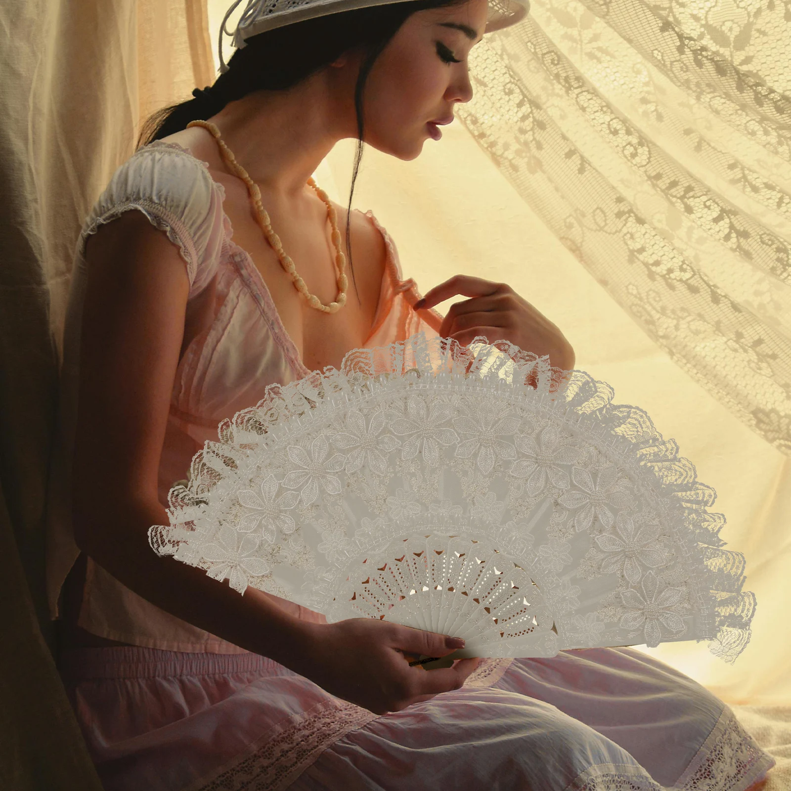 White Lace Fan Decorative Foldable Handheld Prop Fans The Photo Elegant Folding Chinese Dance Fabric Satin 
White Lace Fan Decorative Foldable Handheld Prop Fans The Photo Elegant Folding Chinese Dance Fabric Satin