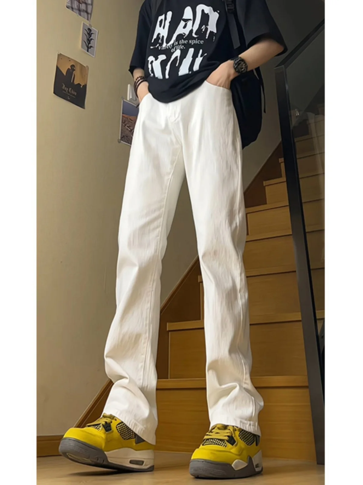 Мужские джинсы Slimming Effect White Bell Bot, американский тренд, стиль High Street, эластичные, приталенные, прямые, повседневные, длинные брюки
Мужские джинсы Slimming Effect White Bell Bot, американский тренд, стиль High Street, эластичные, приталенные, прямые, повседневные, длинные брюки