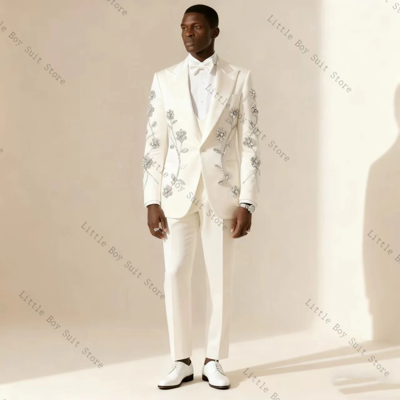 White Men Suit Set 2 Piece Wedding Tuxedos Jacket Blazer Pants Trousers Flower Formal Office Party Coat Cotton Customized
White Men Suit Set 2 Piece Wedding Tuxedos Jacket Blazer Pants Trousers Flower Formal Office Party Coat Cotton Customized