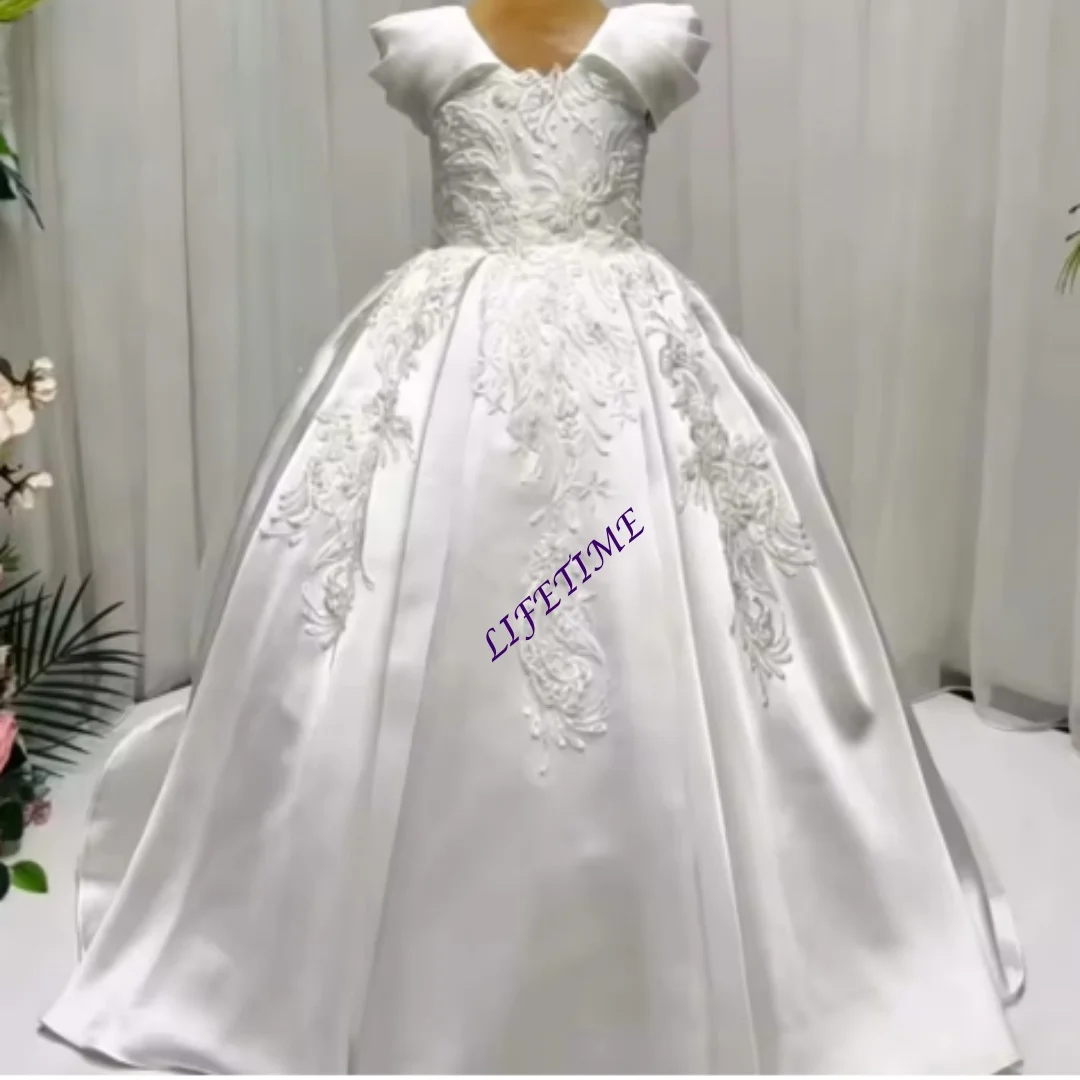 Customized White Flower Girl Dress For Wedding Appliques Sleeveless Floor Length High Waist Kids Birthday First Communion Gown
Customized White Flower Girl Dress For Wedding Appliques Sleeveless Floor Length High Waist Kids Birthday First Communion Gown