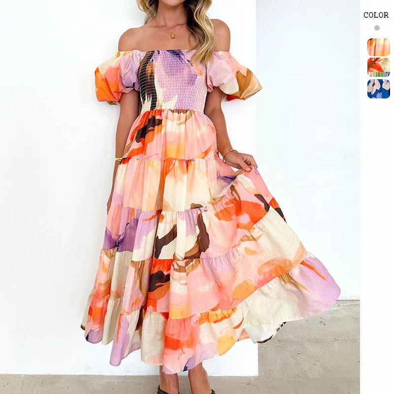 2026 Summer New Elegant Printed Off-Shoulder Vacation Style Sexy Loose Dress For Women
2026 Summer New Elegant Printed Off-Shoulder Vacation Style Sexy Loose Dress For Women
