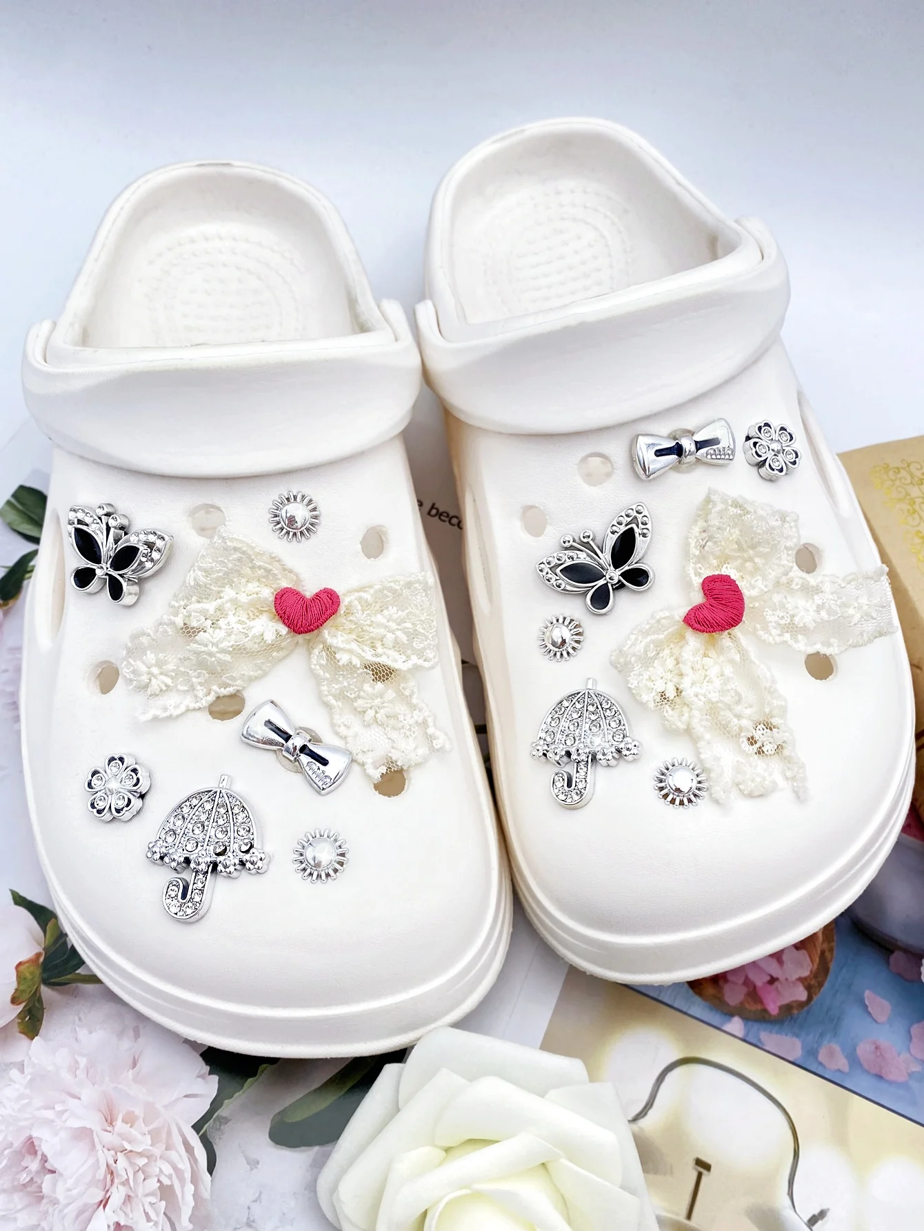 14 штук F-розовых бантов в форме сердца, серебряных зонтов с бриллиантами в горошек, бабочек, цветов, украшений с пряжкой для обуви своими руками, мульти
14 штук F-розовых бантов в форме сердца, серебряных зонтов с бриллиантами в горошек, бабочек, цветов, украшений с пряжкой для обуви своими руками, мульти