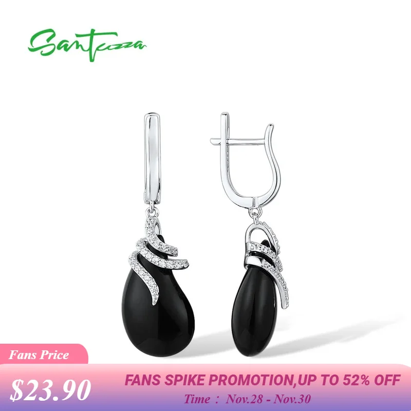 SANTUZZA Pure 925 Sterling Silver Earrings For Women Sparkling White Cubic Zirconia Black Ceramic Trendy серьги Fine Jewelry
SANTUZZA Pure 925 Sterling Silver Earrings For Women Sparkling White Cubic Zirconia Black Ceramic Trendy серьги Fine Jewelry