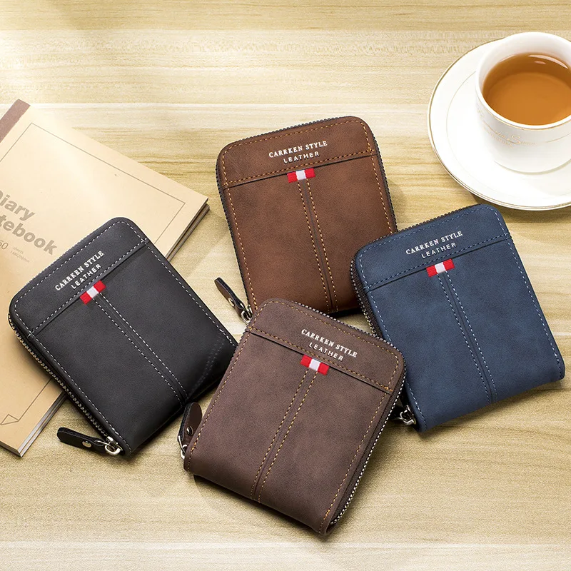 PU leather stitching men's wallet short youth simple three fold multifunctional student zipper coin wallet
PU leather stitching men's wallet short youth simple three fold multifunctional student zipper coin wallet