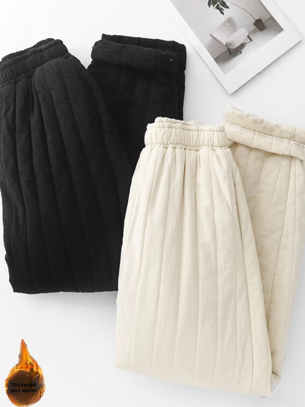 Loose Thiened Warm Stitching Casual Pants Women's Pure Color Cotton Pants High Waist Long Trousers Winter Commute Sle
Loose Thiened Warm Stitching Casual Pants Women's Pure Color Cotton Pants High Waist Long Trousers Winter Commute Sle