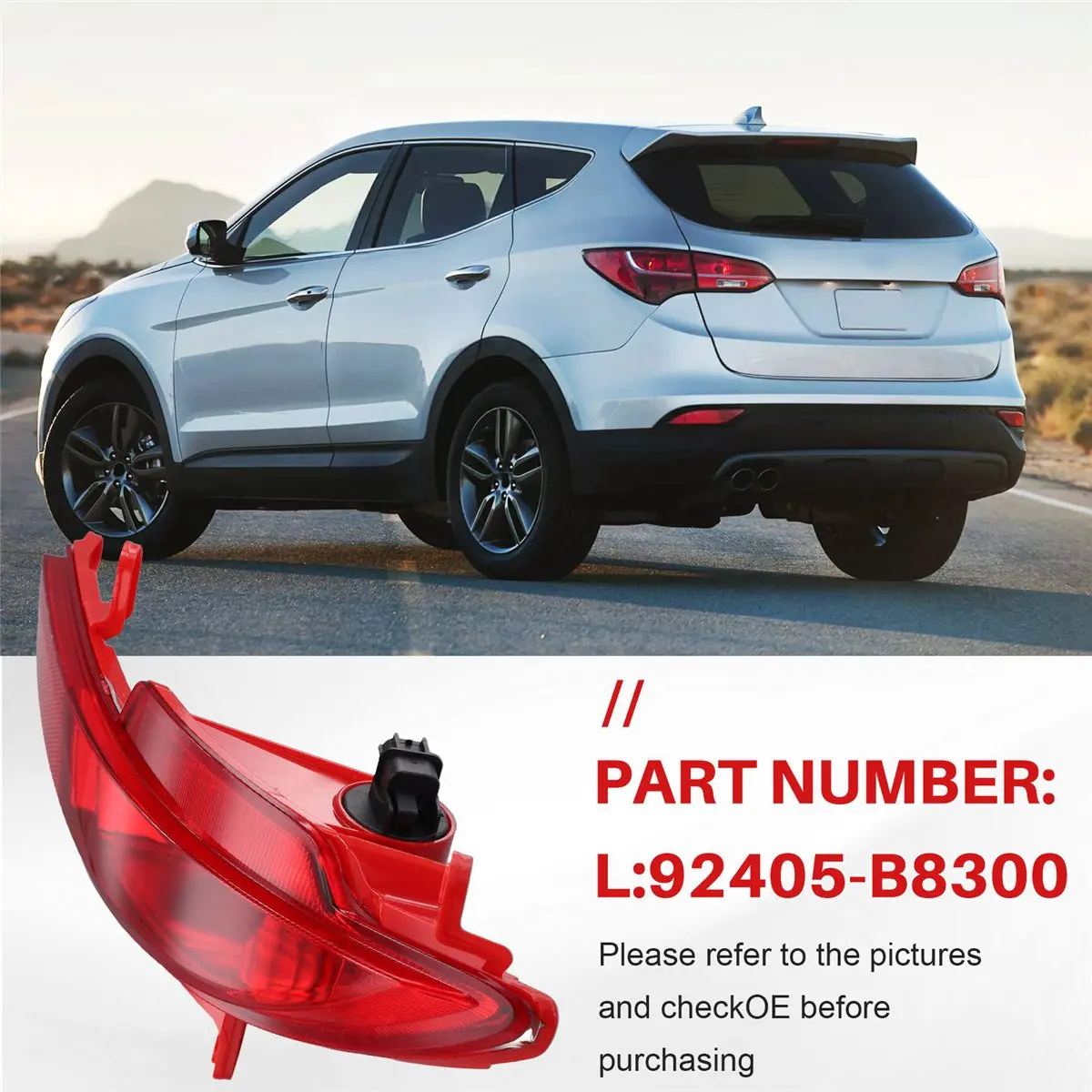 Top Car Rear Bumper Reflector Brake Light Fog Light Warning Lamp for Hyundai Santa Fe 2013-2016 92405-B8300 92405B8200 L
Top Car Rear Bumper Reflector Brake Light Fog Light Warning Lamp for Hyundai Santa Fe 2013-2016 92405-B8300 92405B8200 L