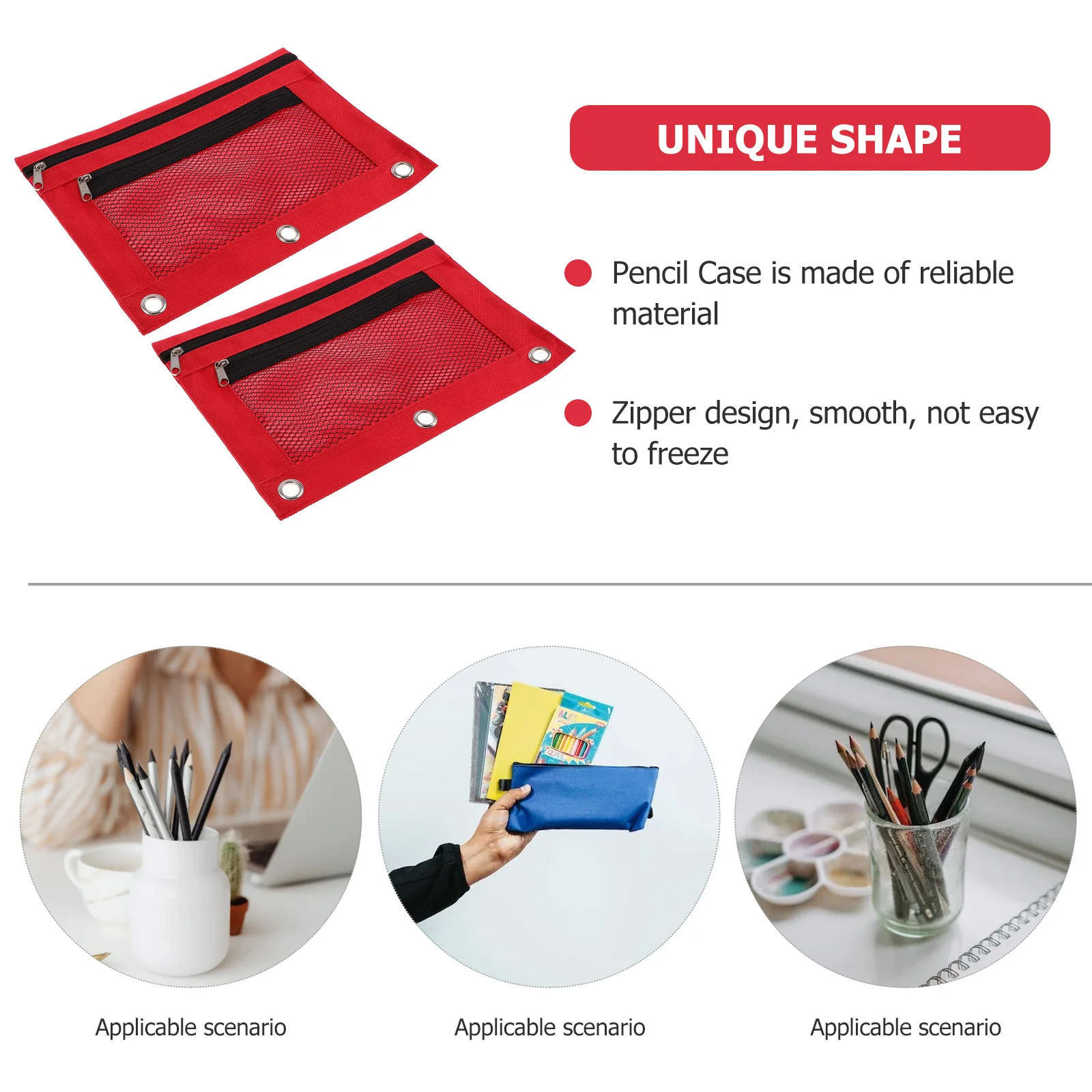 2 Pcs Large Capacity Stationery Bags Zipper Design Three Holes Pencil Case Binder Pouches Red Color Storage Bag Office Supplies
2 Pcs Large Capacity Stationery Bags Zipper Design Three Holes Pencil Case Binder Pouches Red Color Storage Bag Office Supplies