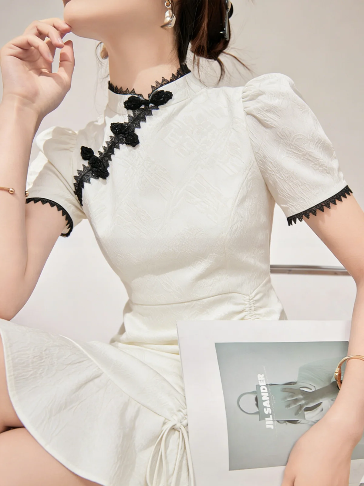 Lulu Retro New Chinese Style White Short Sleeve Dress Women's Slim Fit Skirt High Waist A-Line Summer Casual Long Dress
Lulu Retro New Chinese Style White Short Sleeve Dress Women's Slim Fit Skirt High Waist A-Line Summer Casual Long Dress