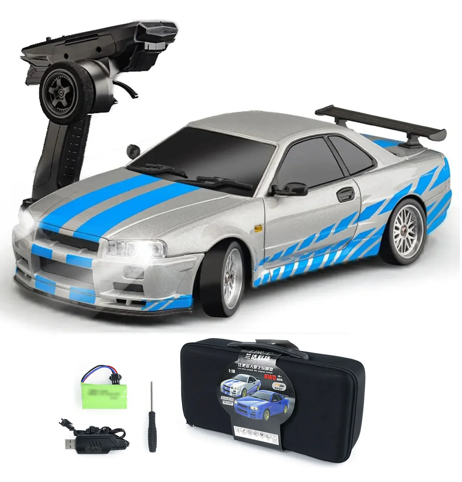 1/18 Rear Wheel Drive GTR Drift Truck LD1899 Remote Control Racing Vehicle Model LED Light 2.4G Toys for Children Metal Material
1/18 Rear Wheel Drive GTR Drift Truck LD1899 Remote Control Racing Vehicle Model LED Light 2.4G Toys for Children Metal Material