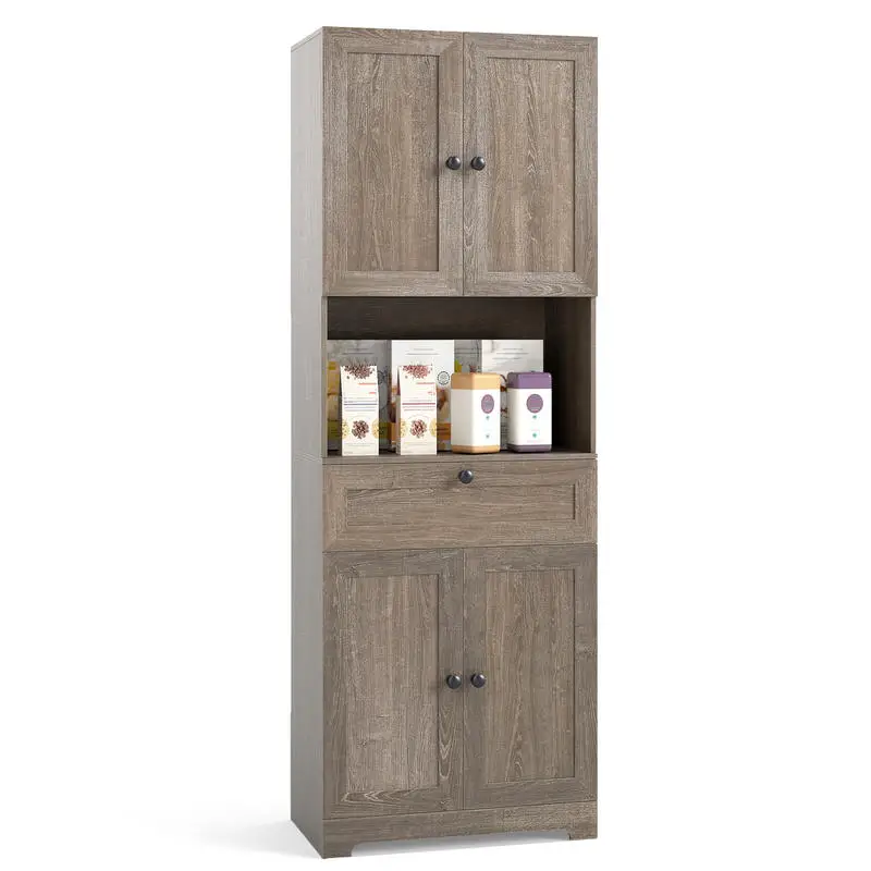 67.5 Inch Tall Modern Freestanding Floor Storage Cabinet with 4 Doors and 1 Drawer-Oak
67.5 Inch Tall Modern Freestanding Floor Storage Cabinet with 4 Doors and 1 Drawer-Oak