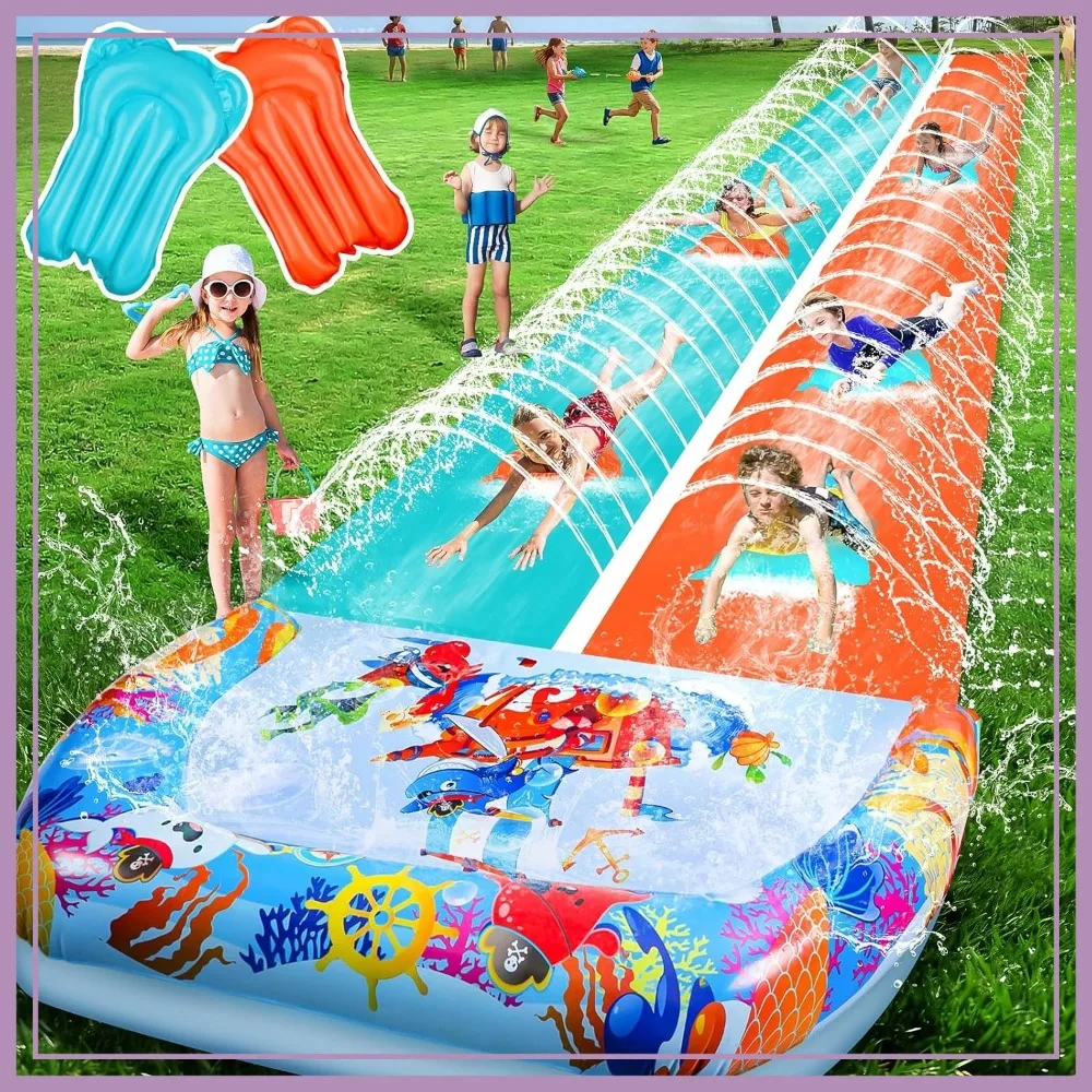 46FT Extra Long Water Slides with 2 Bodyboards, Heavy Duty Inflatable Slip and Slide for Backyard, Summer Outdoor Party Fun
46FT Extra Long Water Slides with 2 Bodyboards, Heavy Duty Inflatable Slip and Slide for Backyard, Summer Outdoor Party Fun