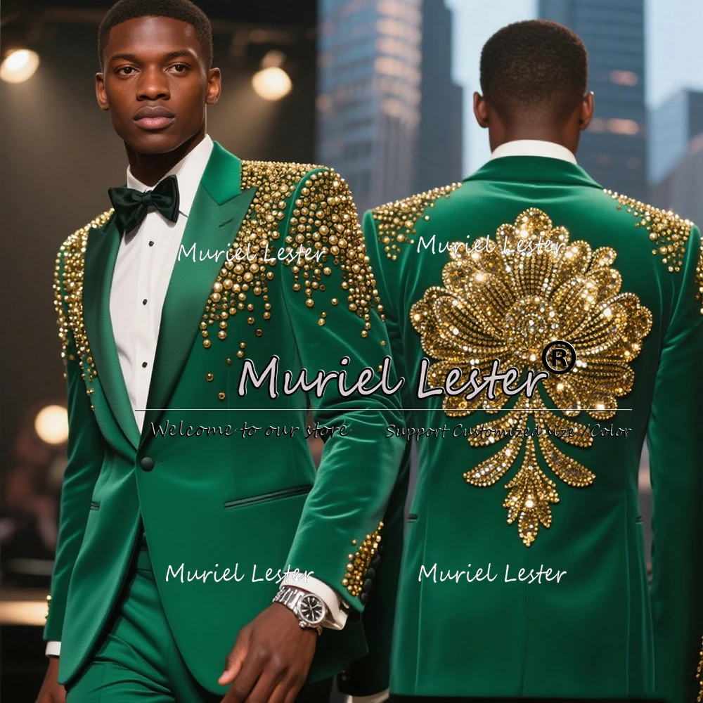 Beaded Pearls Suits Men 2 Pieces Sets traje de hombre Single Breasted Groom Blazers Customized Wedding Tuxedos Advanced Design
Beaded Pearls Suits Men 2 Pieces Sets traje de hombre Single Breasted Groom Blazers Customized Wedding Tuxedos Advanced Design