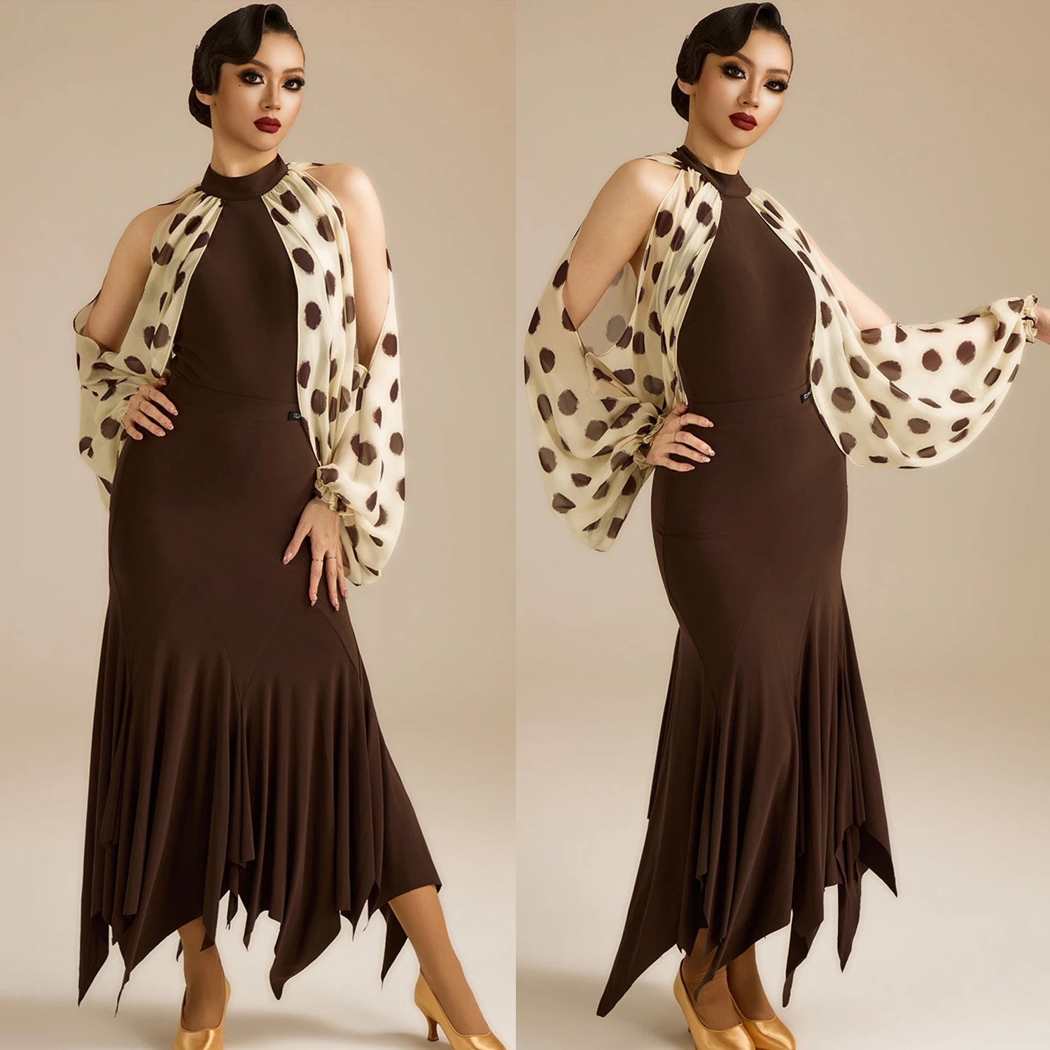 2026 Ballroom Dance Clothes Polka Dot Lantern Sleeves Tops Irregular Skirt Waltz Dance Competition Clothing Tango Dress DNV27353
2026 Ballroom Dance Clothes Polka Dot Lantern Sleeves Tops Irregular Skirt Waltz Dance Competition Clothing Tango Dress DNV27353