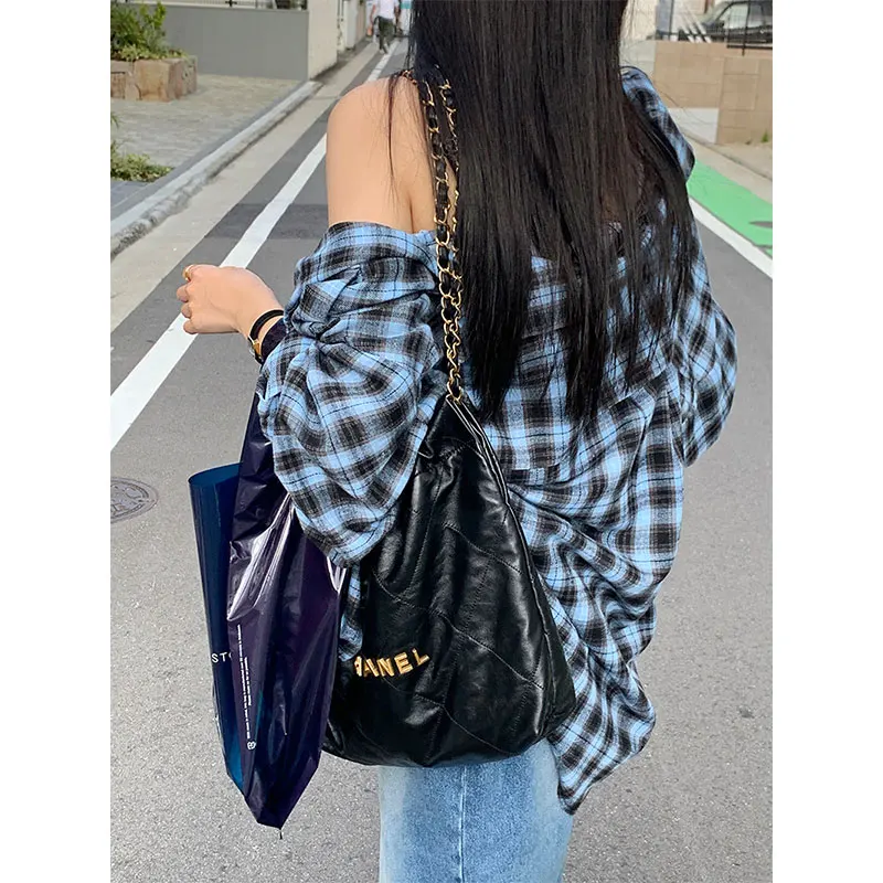 Retro Plaid Long Sleeve Women's Shirt Loose Casual Personality Design Pleated Detail Casual Shirt Elegant Lazy Style Top
Retro Plaid Long Sleeve Women's Shirt Loose Casual Personality Design Pleated Detail Casual Shirt Elegant Lazy Style Top