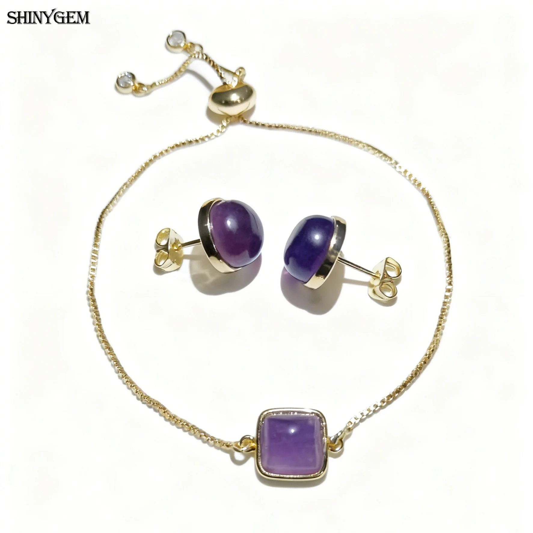 SHINYGEM Natural Amethyst Jewelry Set for Women Fine Adjustable Bracelet Amethyst 925 Sterling Silver Needle Stud Earrings
SHINYGEM Natural Amethyst Jewelry Set for Women Fine Adjustable Bracelet Amethyst 925 Sterling Silver Needle Stud Earrings