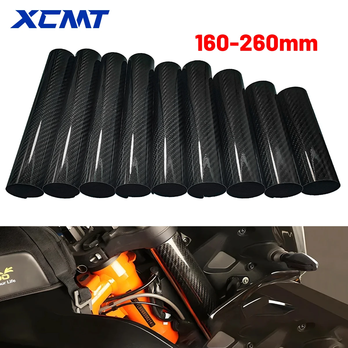 Motorcycle 160-260MM Carbon Fiber Adjustable Front Fork Shock Guard Protector For KTM EXC SX SXF XC XCF XCW 125 250 350 450 530
Motorcycle 160-260MM Carbon Fiber Adjustable Front Fork Shock Guard Protector For KTM EXC SX SXF XC XCF XCW 125 250 350 450 530