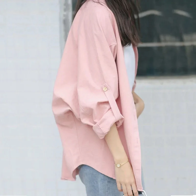 Women Spring Attire Leisure Loose Fit Pink Long Sleeved Cardigan Blouse Female Korean Versatile Thin Style Batshirt Shirt Coat
Women Spring Attire Leisure Loose Fit Pink Long Sleeved Cardigan Blouse Female Korean Versatile Thin Style Batshirt Shirt Coat