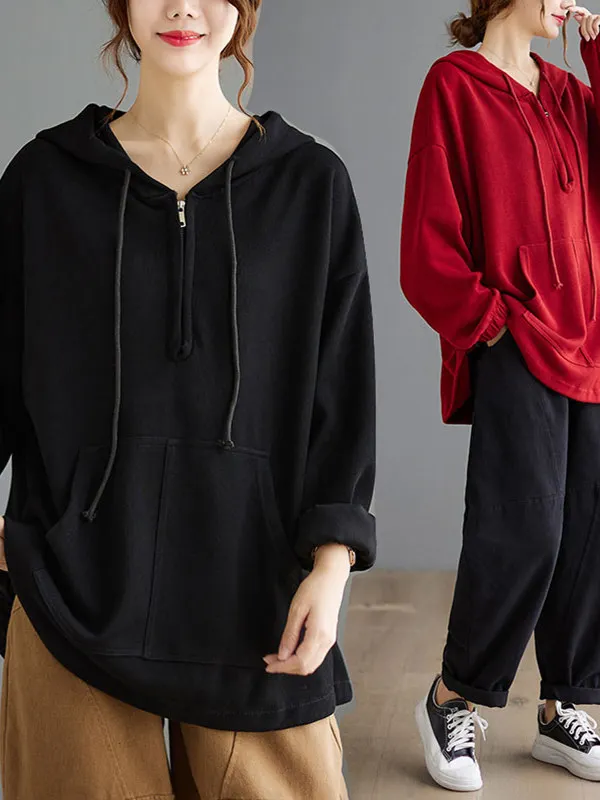 Loose Fit Long Sleeve Hoodie Women's Casual T-Shirt Drawstring Half Zip Sweatshirt Spring Autumn Fashion Streetwear
Loose Fit Long Sleeve Hoodie Women's Casual T-Shirt Drawstring Half Zip Sweatshirt Spring Autumn Fashion Streetwear