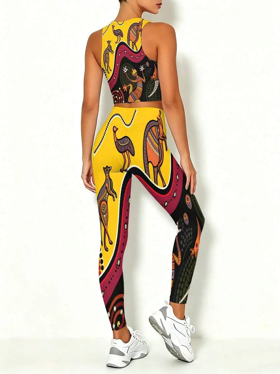 Women Yoga Set Quick Dry Vest And Leggings Animal Print Casual Sport Outfit Yellow Black Red
Women Yoga Set Quick Dry Vest And Leggings Animal Print Casual Sport Outfit Yellow Black Red