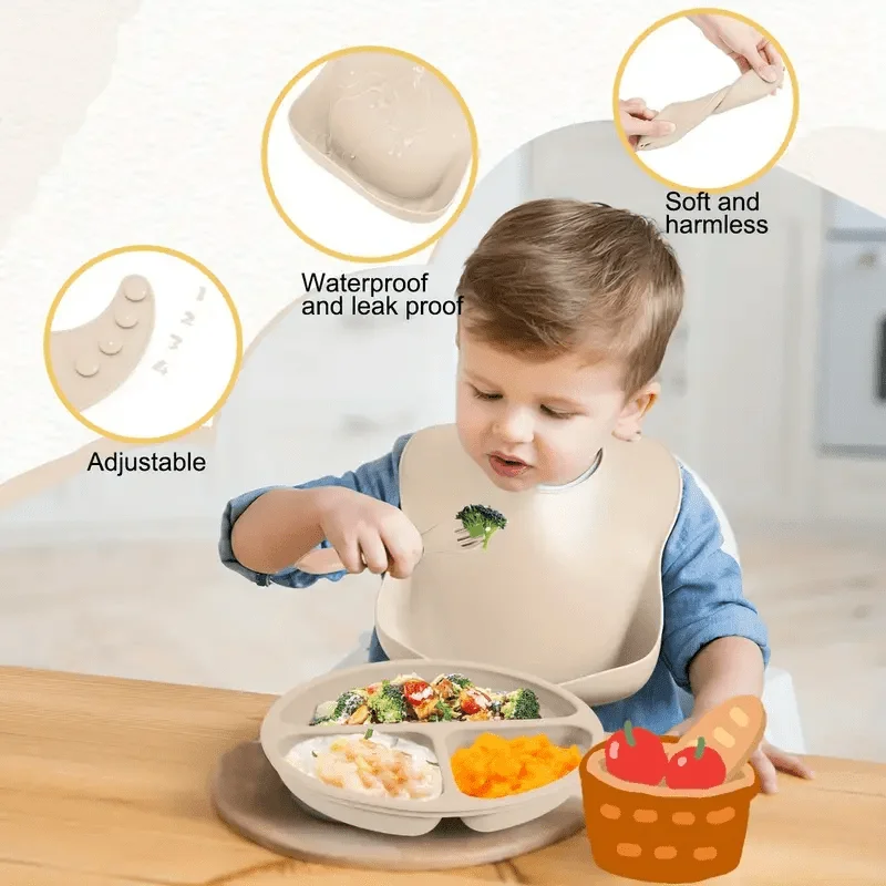 Набор детской посуды, детский силиконовый набор посуды из 8 предметов, присоски, вилки, нагрудники, чашки, миски, принадлежности для мамы и ребенка
Набор детской посуды, детский силиконовый набор посуды из 8 предметов, присоски, вилки, нагрудники, чашки, миски, принадлежности для мамы и ребенка