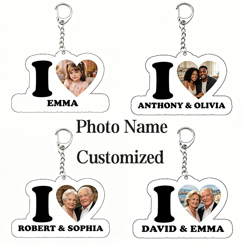 Acrylic Custom Heart Shape Photo Name Pendant Keychain Transparent Acrylic Plate Couples Picture Names Personalized Key Ring
Acrylic Custom Heart Shape Photo Name Pendant Keychain Transparent Acrylic Plate Couples Picture Names Personalized Key Ring