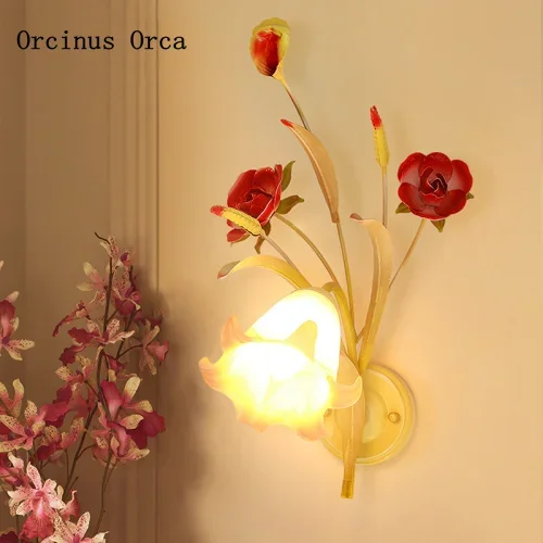 Korean garden flowers and plants wall lamp living room background wall bedroom bedside lamp creative red rose iron wall lamp
Korean garden flowers and plants wall lamp living room background wall bedroom bedside lamp creative red rose iron wall lamp