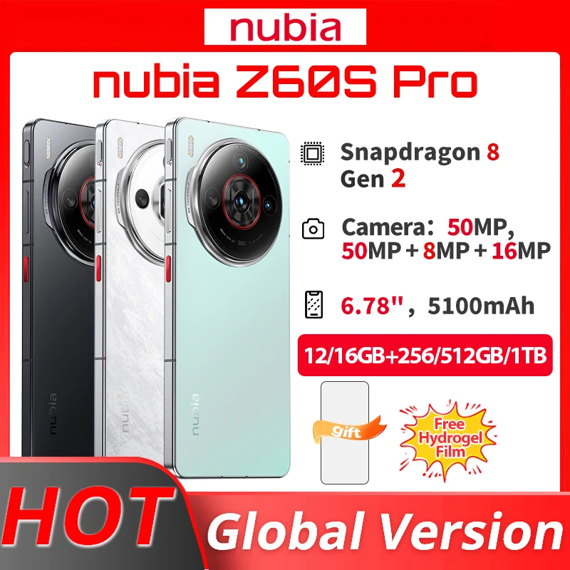 Глобальная версия Nubia Z60S Pro 6,78 "Смартфон Snapdragon 8 Gen 2 Аккумулятор 5100 мАч Зарядка 80 Вт Камера спутниковая AI
Глобальная версия Nubia Z60S Pro 6,78 "Смартфон Snapdragon 8 Gen 2 Аккумулятор 5100 мАч Зарядка 80 Вт Камера спутниковая AI