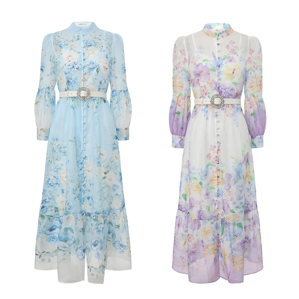 French Floral Print Chiffon Dress Women Elegant Stand Collar Puff Sleeve Flowy Long Dress For Beach Garden Party Daily Wear
French Floral Print Chiffon Dress Women Elegant Stand Collar Puff Sleeve Flowy Long Dress For Beach Garden Party Daily Wear