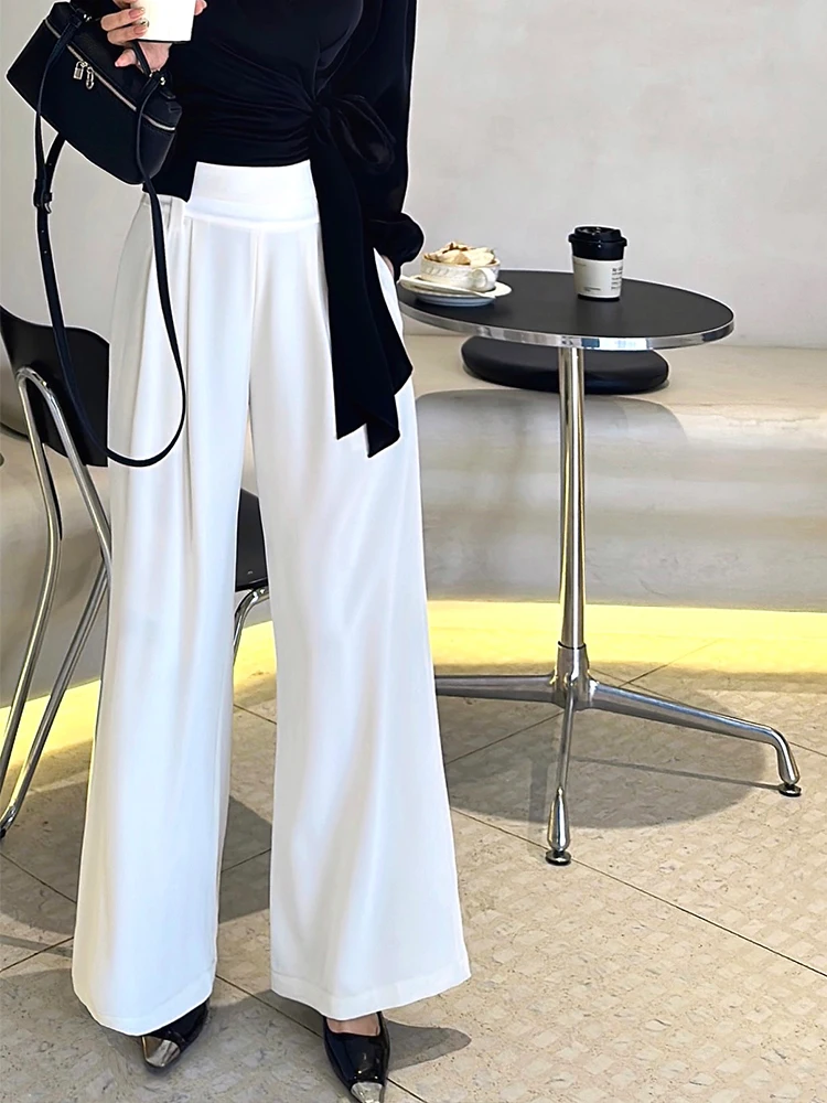 Брюки женские Yang Xiao Jing: Элегантные белые широкие брюки-палаццо, свободные, в пол, повседневные, прямого кроя, с высокой талией, из полиэстера
Брюки женские Yang Xiao Jing: Элегантные белые широкие брюки-палаццо, свободные, в пол, повседневные, прямого кроя, с высокой талией, из полиэстера