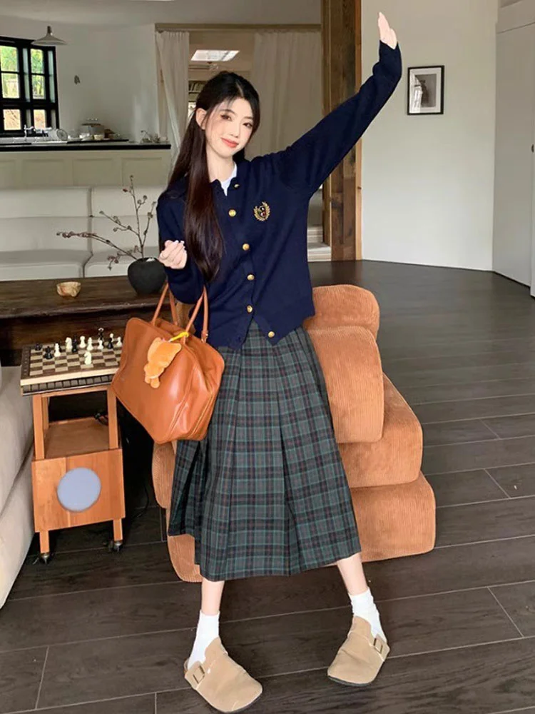 plus Size Knitted Sweater And Plaid Skirt Set Autumn Slimming College Style High Waist Pleated Midi Dress Tea Color Matching
plus Size Knitted Sweater And Plaid Skirt Set Autumn Slimming College Style High Waist Pleated Midi Dress Tea Color Matching