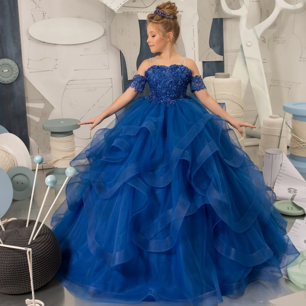Customized Flower Girl Dress Royal Blue Tulle Puffy Layered Appliques Short Sleeve for Wedding Birthday Banquet Princess Gowns
Customized Flower Girl Dress Royal Blue Tulle Puffy Layered Appliques Short Sleeve for Wedding Birthday Banquet Princess Gowns