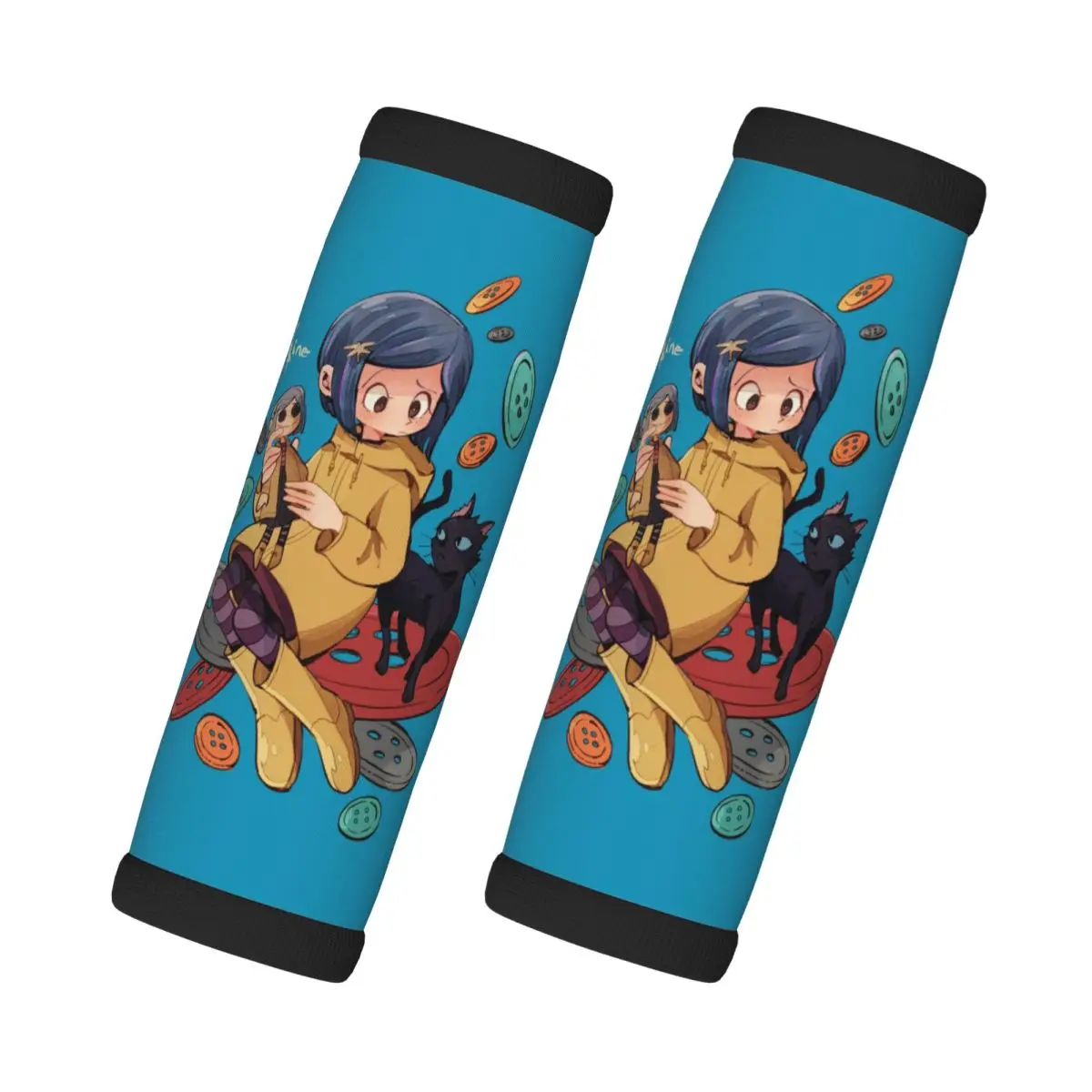 Custom Cartoon Coraline 2 Pcs Luggage Handle Wrap Soft Grip Handle Cover Comfortable Neoprene Suitcase Identifier Travel 
Custom Cartoon Coraline 2 Pcs Luggage Handle Wrap Soft Grip Handle Cover Comfortable Neoprene Suitcase Identifier Travel