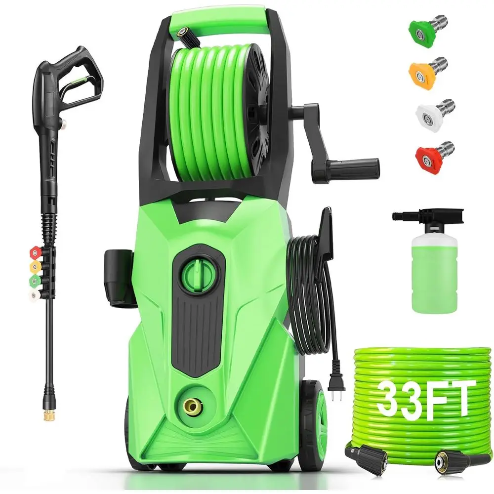 5000PSI High-Pressure Washer with 33ft Hose, 4 Nozzles, and Soap Cannon, Ideal for Home Use, Light Green
5000PSI High-Pressure Washer with 33ft Hose, 4 Nozzles, and Soap Cannon, Ideal for Home Use, Light Green